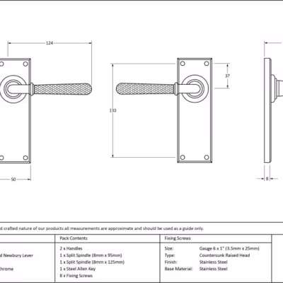 Polished Chrome Hammered Newbury Lever Latch Set - Image 5