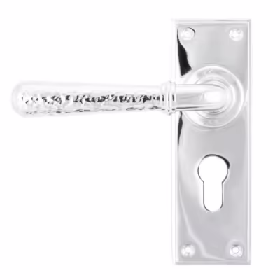 Polished Chrome Hammered Newbury Lever Euro Lock Set