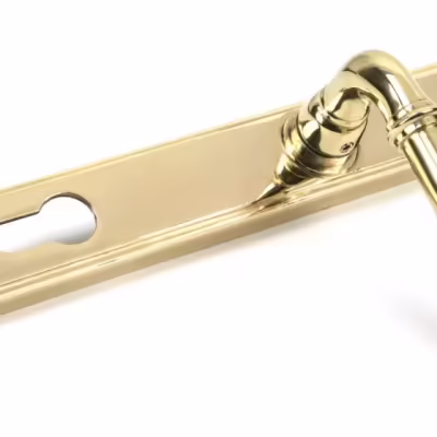 Polished Brass Reeded Slimline Lever Espag. Lock Set - Image 3