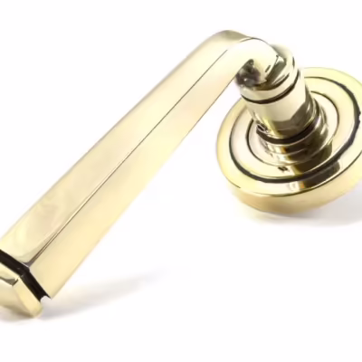 Aged Brass Avon Round Lever on Rose Set (Art Deco) - Unsprung