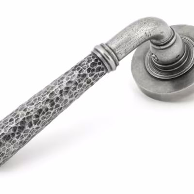 Pewter Hammered Newbury Lever on Rose Set (Plain) - Unsprung