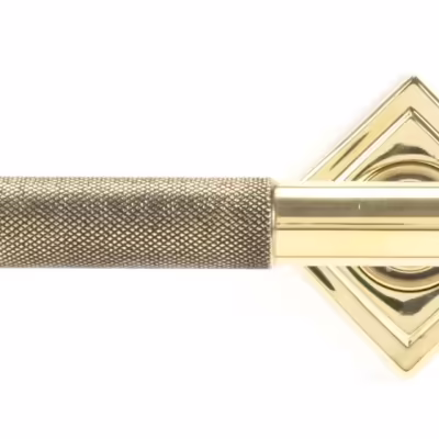 Aged Brass Brompton Lever on Rose Set (Square) - Unsprung - Image 3