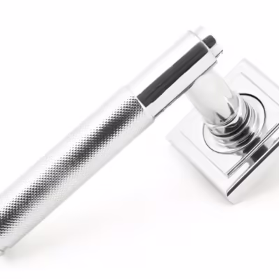 Polished Chrome Brompton Lever on Rose Set (Square) - Unsprung
