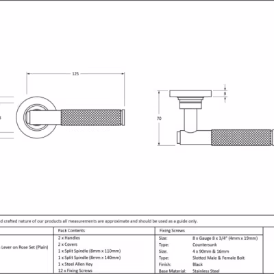Black Brompton Lever on Rose Set (Plain) - Unsprung - Image 4