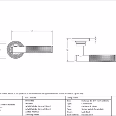 Matt Black Brompton Lever on Rose Set (Beehive) - Unsprung - Image 5