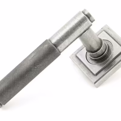 Pewter Brompton Lever on Rose Set (Square) - Unsprung