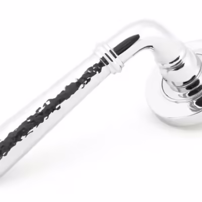 Pol. Chrome Hammered Newbury Lever on Rose Set (Plain) - Unsprung