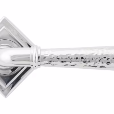 Pol. Chrome Hammered Newbury Lever on Rose Set (Square) - Unsprung - Image 3