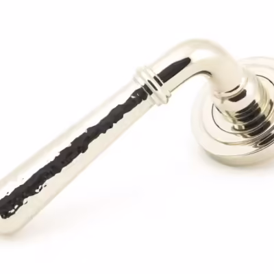 Pol. Nickel Hammered Newbury Lever on Rose Set (Art Deco) U