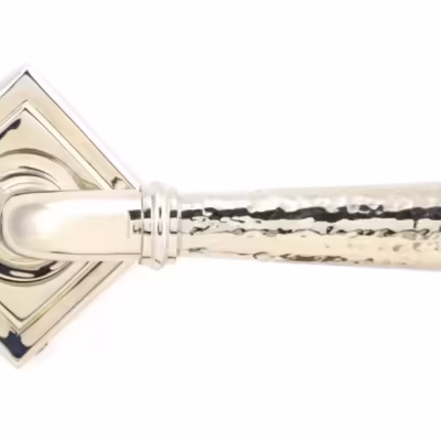 Pol. Nickel Hammered Newbury Lever on Rose Set (Square) - Unsprung - Image 3