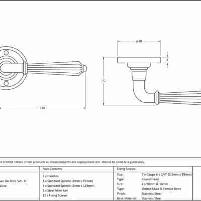 Polished Nickel Hinton Lever on Rose Set - Unsprung - Image 3