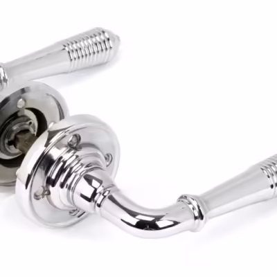 Polished Chrome Reeded Lever on Rose Set - Unsprung - Image 3