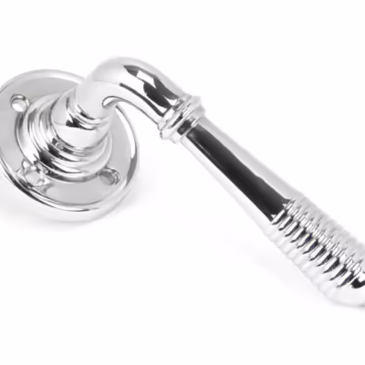 Polished Chrome Reeded Lever on Rose Set - Unsprung