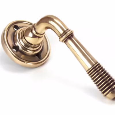 Polished Bronze Reeded Lever on Rose Set - Unsprung