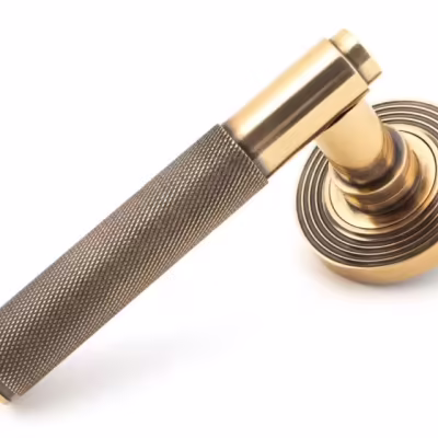 Polished Bronze Brompton Lever on Rose Set (Beehive) - Unsprung