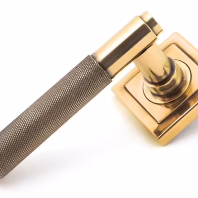 Polished Bronze Brompton Lever on Rose Set (Square) - Unsprung