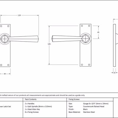 Black Straight Lever Latch Set - Image 2