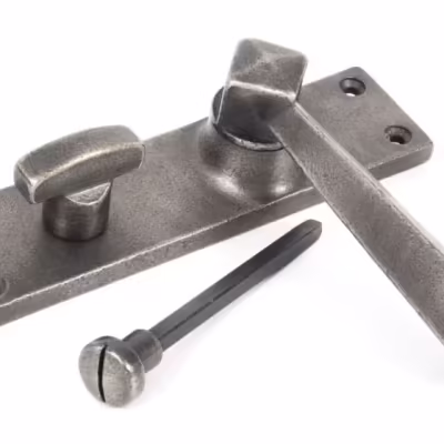 Antique Pewter Straight Lever Bathroom Set - Image 3