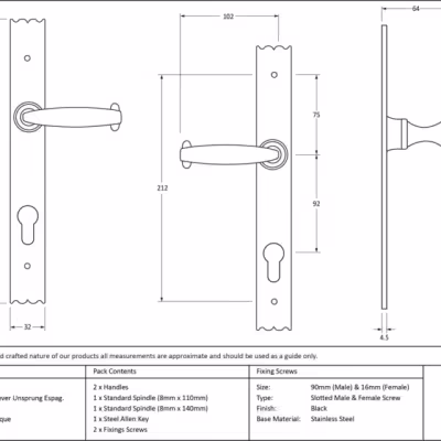 Black Cottage Lever Espag. Lock Set - Image 6