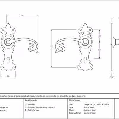 Natural Textured Curly Lever Lock Set - Image 2