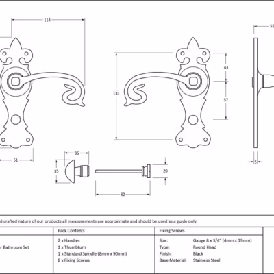 Black Curly Lever Bathroom Set - Image 2