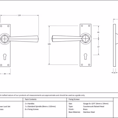 Polished Brass Straight Lever Lock Set - Image 3