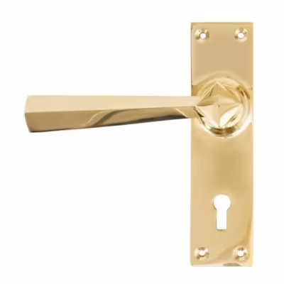 Polished Brass Straight Lever Lock Set