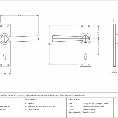 Polished Chrome Straight Lever Lock Set - Image 4