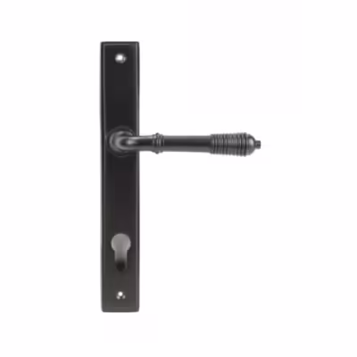 Aged Bronze Reeded Slimline Lever Espag. Lock Set