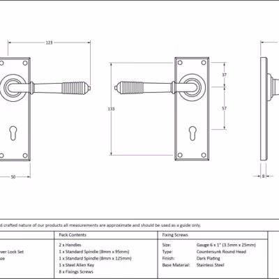 Aged Bronze Reeded Lever Lock Set - Image 4