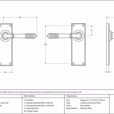 Aged Bronze Reeded Lever Latch Set - Image 4
