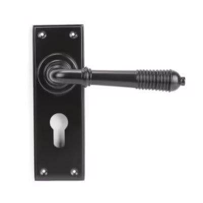Aged Bronze Reeded Lever Euro Lock Set