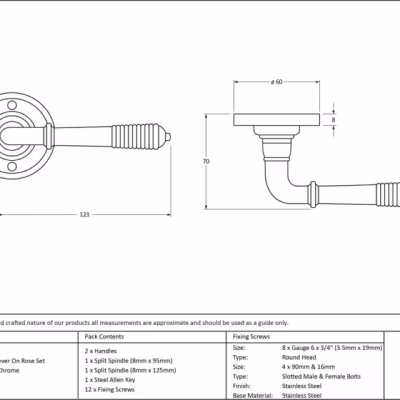 Polished Chrome Reeded Lever on Rose Set - Image 4