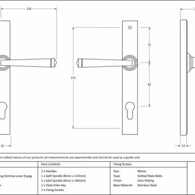 Aged Brass Avon Slimline Lever Espag. Lock Set - Image 7