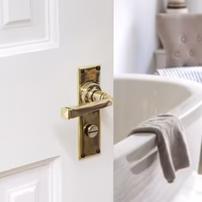 Aged Brass Avon Lever Bathroom Set - Image 5
