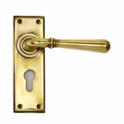 Aged Brass Newbury Lever Euro Lock Set - Image 1