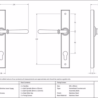 Polished Chrome Newbury Slimline Lever Espag. Lock Set - Image 3