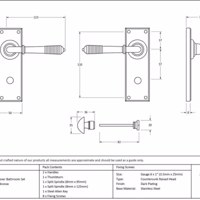 Polished Bronze Reeded Lever Bathroom Set - Image 3