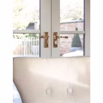 Polished Bronze Reeded Lever Euro Lock Set - Image 6