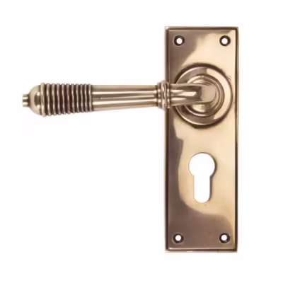 Polished Bronze Reeded Lever Euro Lock Set