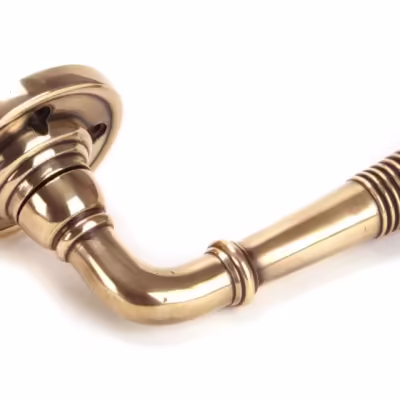 Polished Bronze Reeded Lever on Rose Set