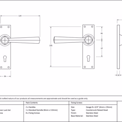Satin Chrome Straight Lever Lock Set - Image 4