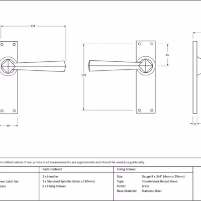 Polished Brass Straight Lever Latch Set - Image 4