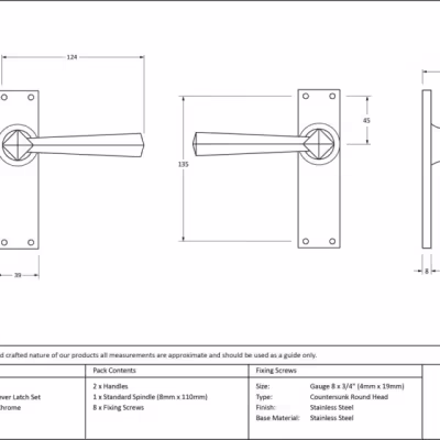 Polished Chrome Straight Lever Latch Set - Image 4