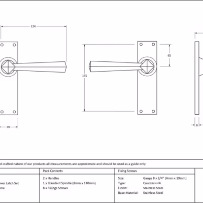 Satin Chrome Straight Lever Latch Set - Image 4