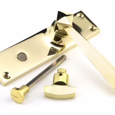 Polished Brass Straight Lever Bathroom Set - Image 3