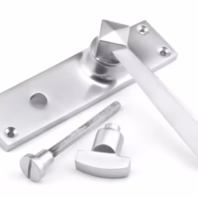 Satin Chrome Straight Lever Bathroom Set - Image 3