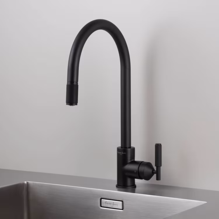 Type A Kitchen Tap / Mixer with pull out spray / Cross / Welders Black