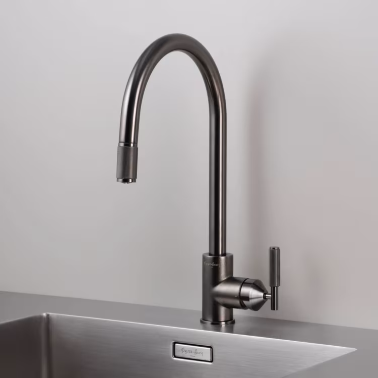 Type A Kitchen Tap / Mixer with pull out spray / Cross / Gun Metal