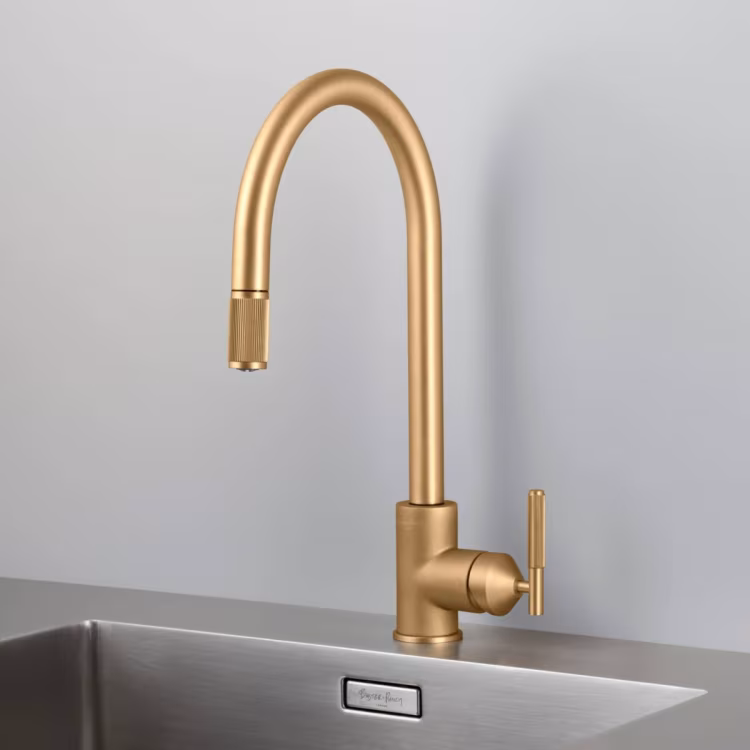 Type a Kitchen Tap / Mixer With Pull Out Spray / Linear / Brass